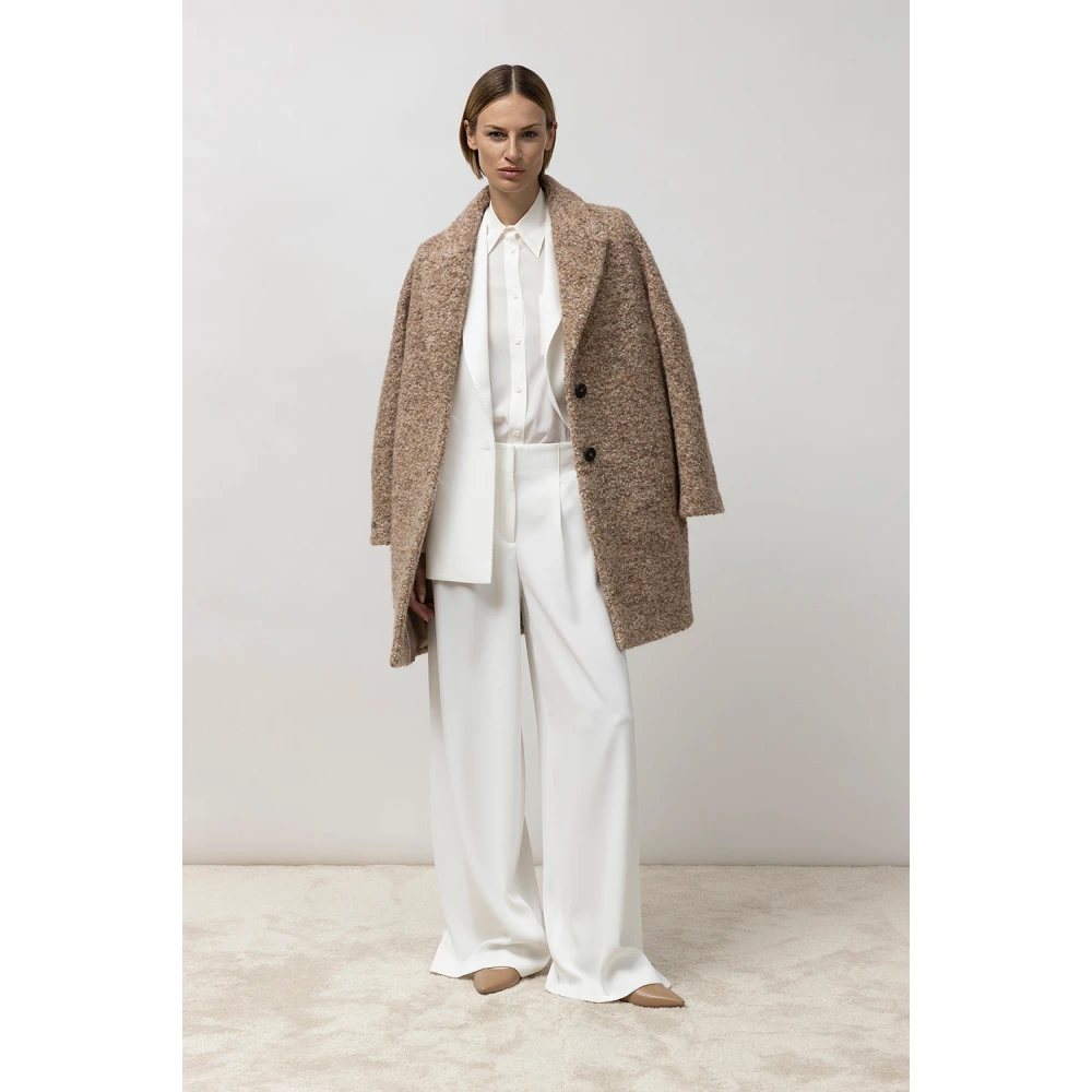 PESERICO Flowing cady crepe palazzo broek White Dames