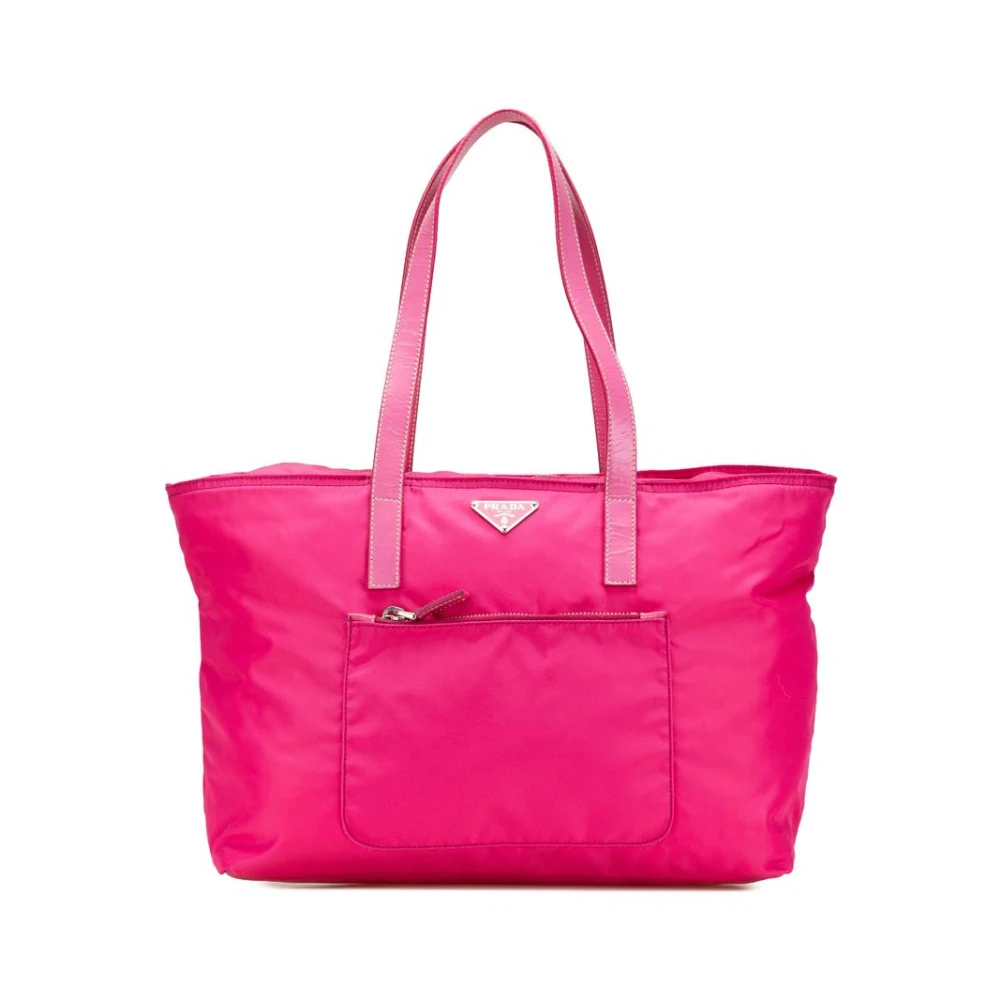 Prada Vintage Women's Pink Pre-Owned Carryall Tote Bag With Handles
