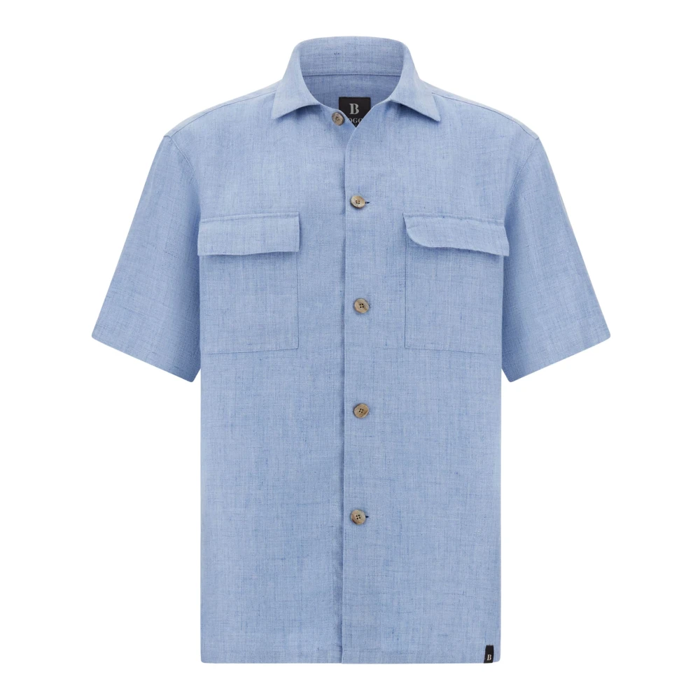 Boggi Milano Linnen Camp Overshirt Blue Heren