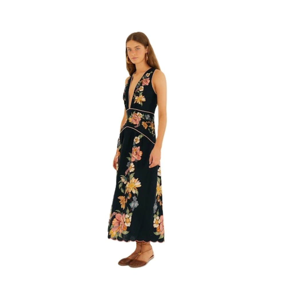 Farm Rio Women's Multicolor Midi Dresses, L, Maira Floral Midi Dress