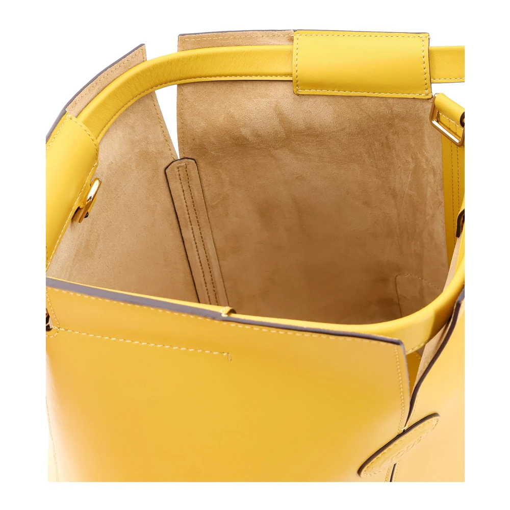 TOD'S Leren Handtas met Frontaal Logopatch Yellow Dames