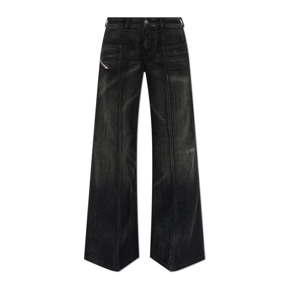 Diesel Gepaneelde Flared Jeans met Lage Taille Black Dames