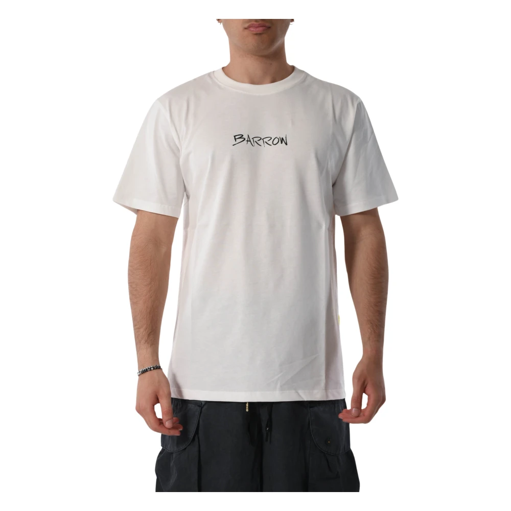Barrow Beige T-shirts en Polos met Logo Print White Heren