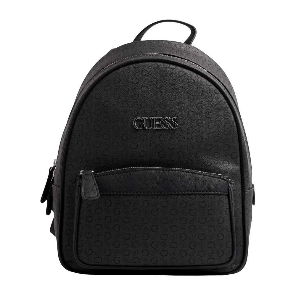 Guess Black Backpacks, Female, One Size, Monogram Backpack With Urban Style