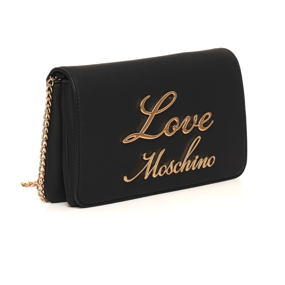 Love Moschino Schoudertas met Metalen Ketting en Zakken Black Dames