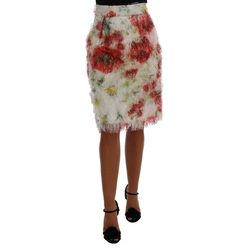 Dolce & Gabbana Women's Multicolor Midi Skirts, M, Floral High-Waisted Pencil Skirt