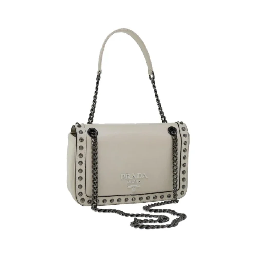 Prada Vintage Pre-owned Leather prada-bags Beige Dames