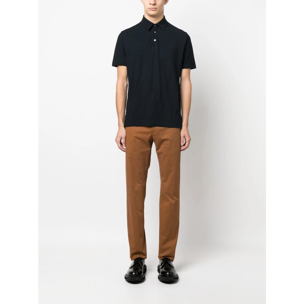 Zanone Blauwe Polo Shirt met 3-Knoopsluiting Blue Heren
