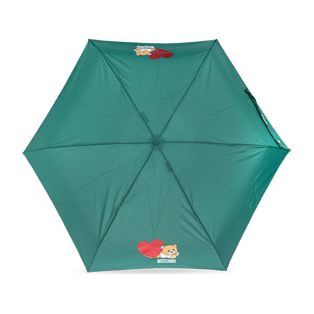 Moschino Opvouwbare paraplu met logo Green Unisex
