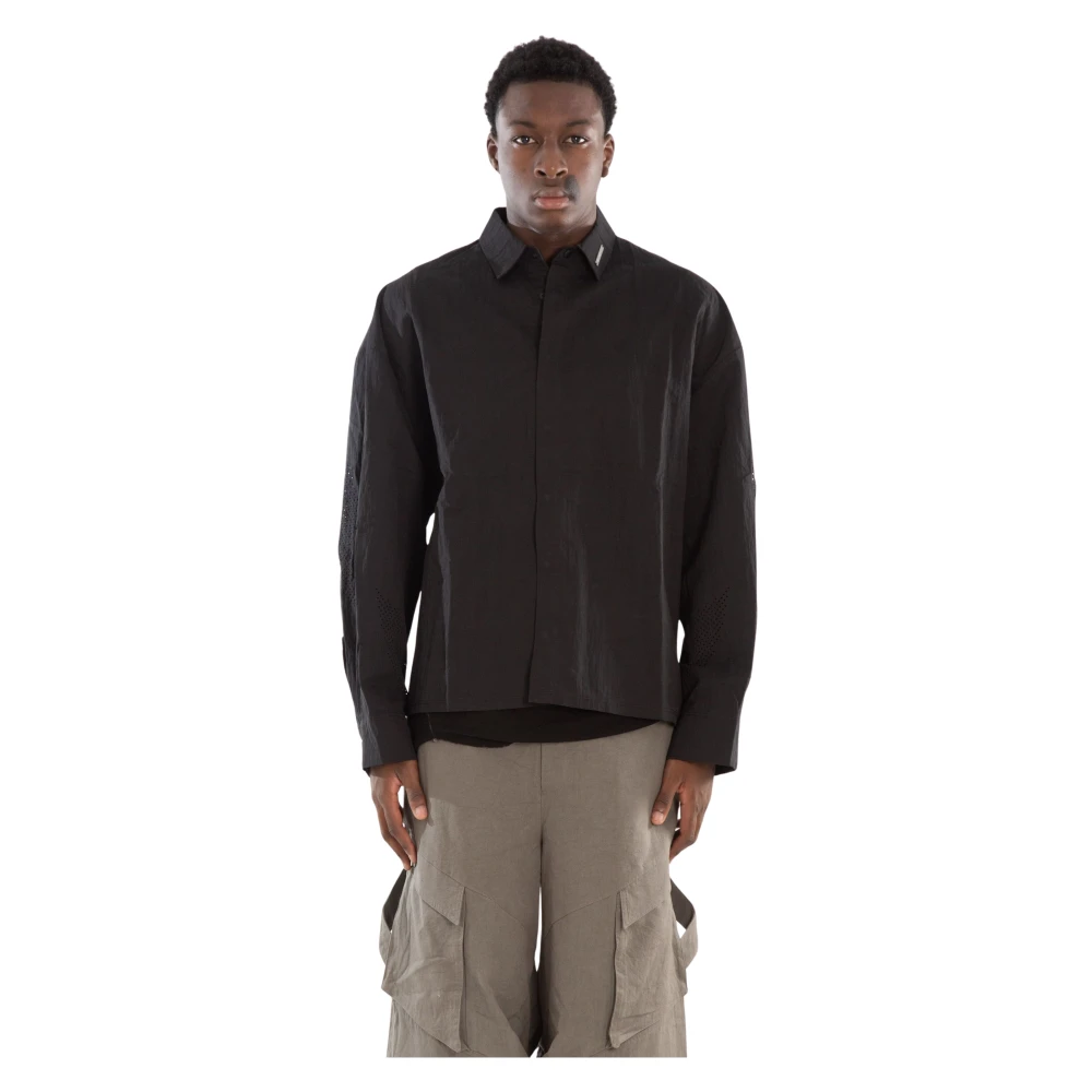 Heliot Emil Geperforeerde Taffeta Shirt in Zwart Black Heren