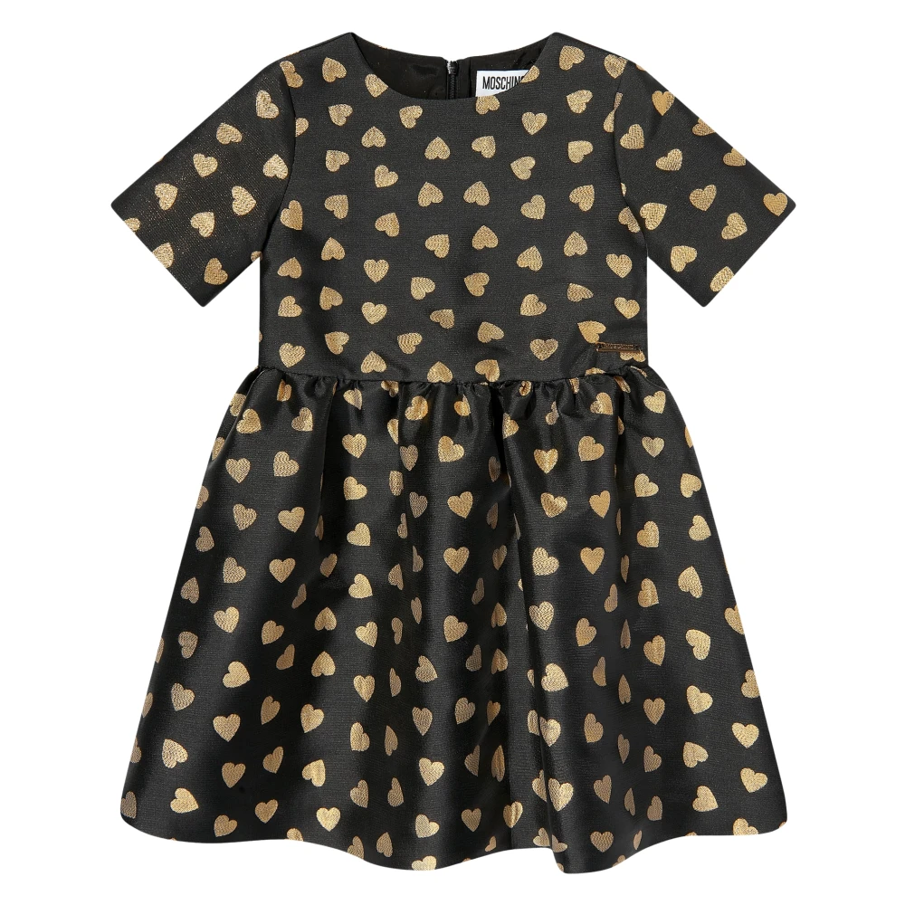 Moschino , Dresses, Female, Black, 8 Y, Heart Motif Black Dress For Girls