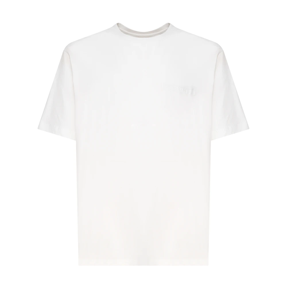 Ferrari Witte Katoenen T-shirt met Zijlogo White Heren