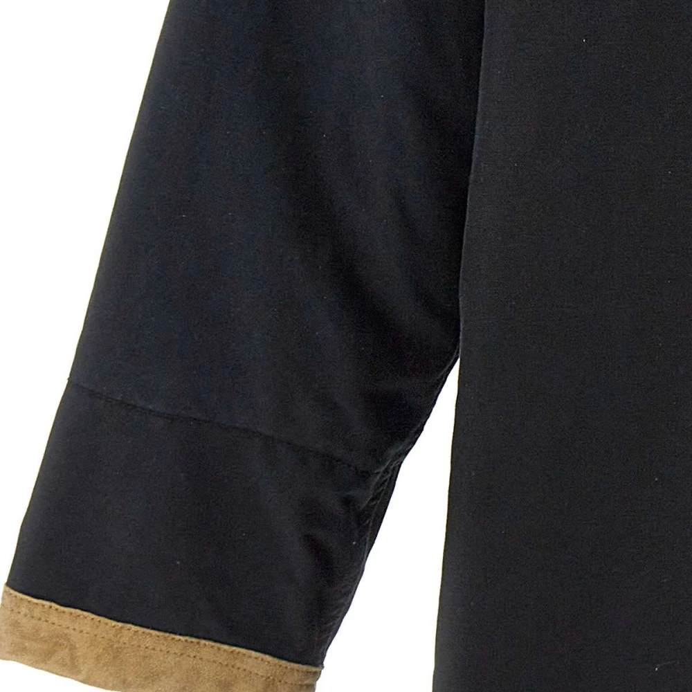 Fay Canvas Jas Zwart Leren Details Black Heren