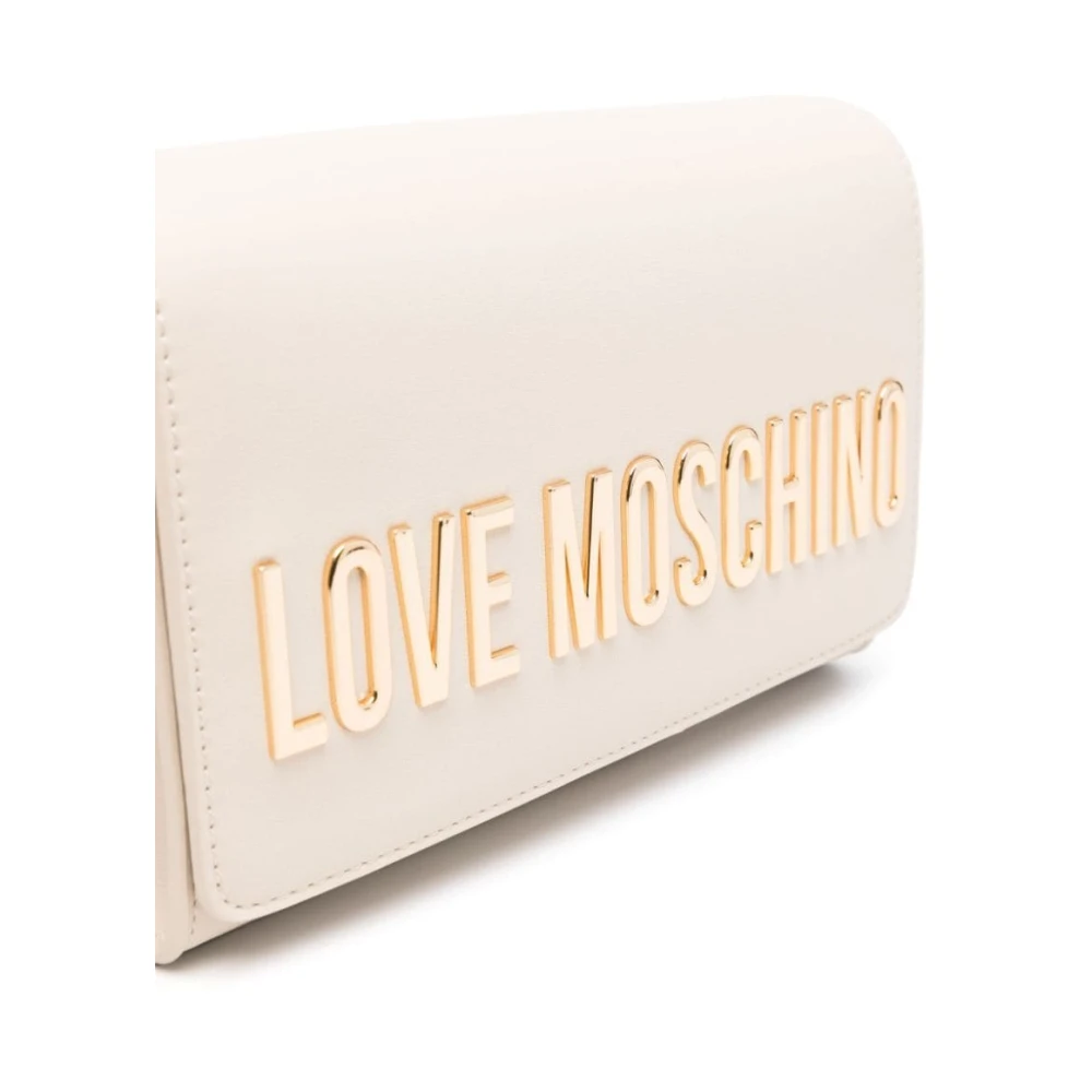 Love Moschino Ivory Logo Schoudertas met Ketting Beige Dames