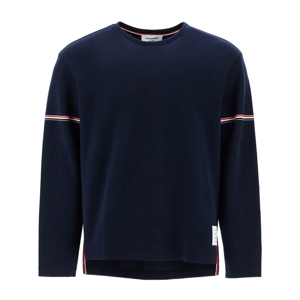 Thom Browne Blauw Katoenen Rugby T-Shirt met Streep Blue Heren