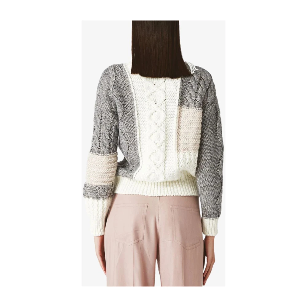 Nenette Gestructureerde Crewneck Sweater Mix Beige Dames