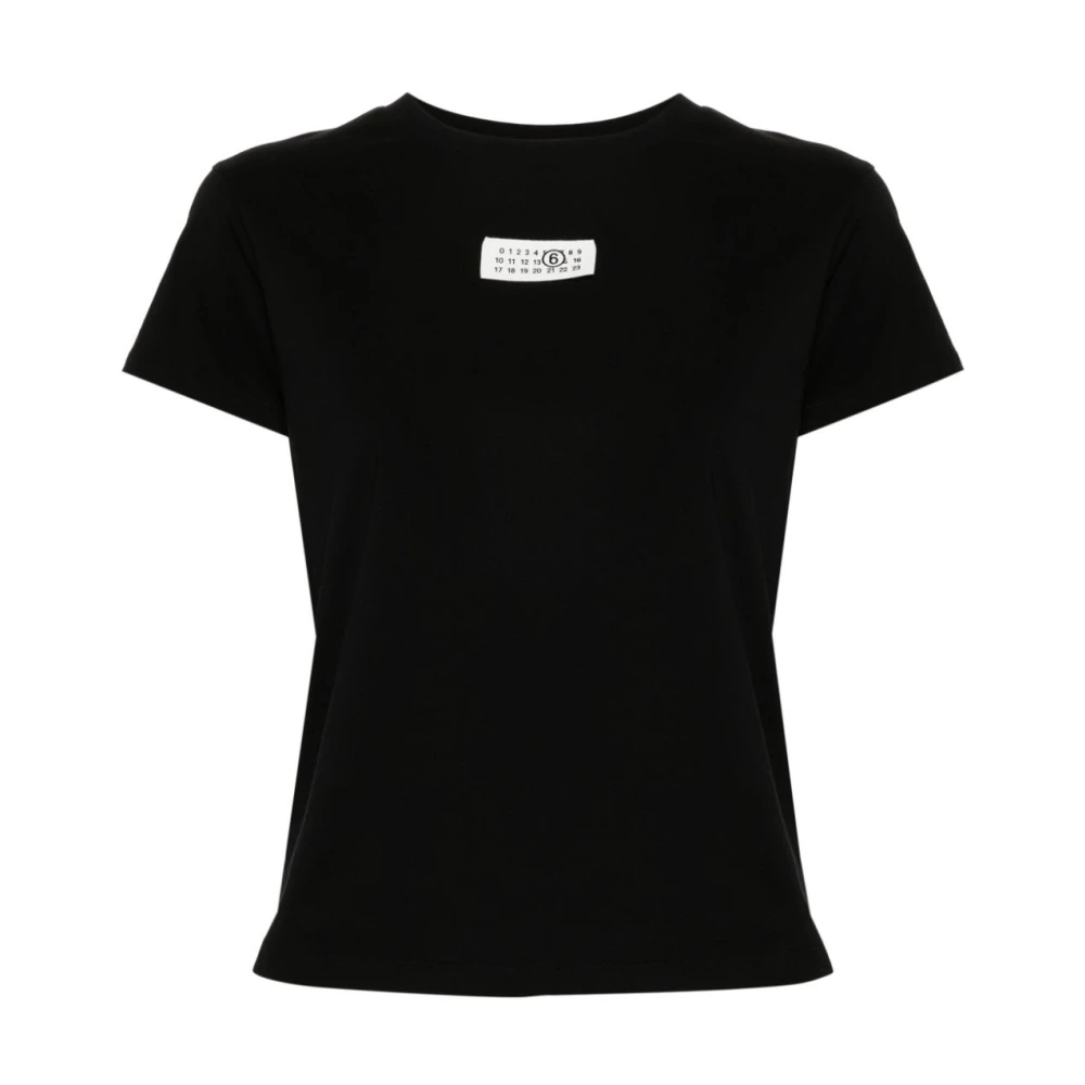 Mm6 Maison Margiela Women's Black Cotton Jersey Crew Neck T-Shirt
