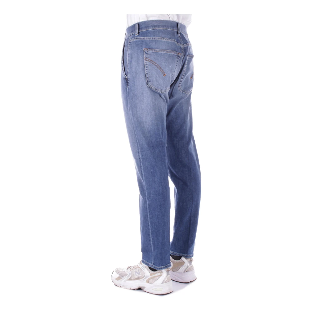 Dondup Blauwe Jeans met Logo Rits Sluiting Blue Heren