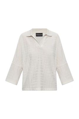 Jacquard Jersey Tröja med Pikékrage och Rutmönster