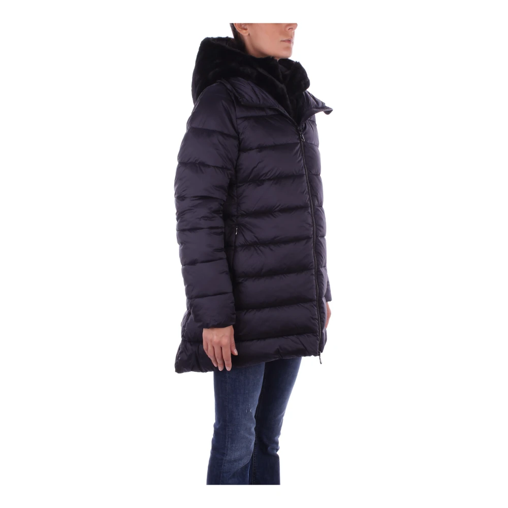 Save The Duck Hooded Jacket met Logo aan de Voorkant Black Dames