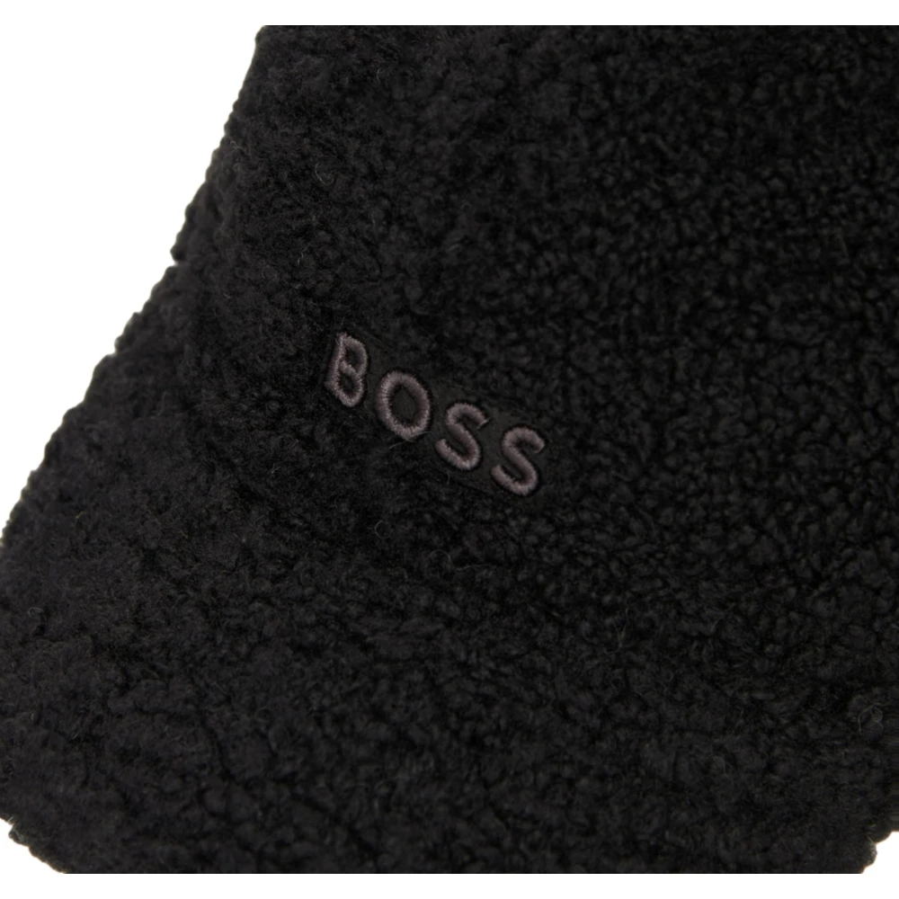 Hugo Boss Shearling Synthetische Pet met Geborduurd Logo Patch Black Heren