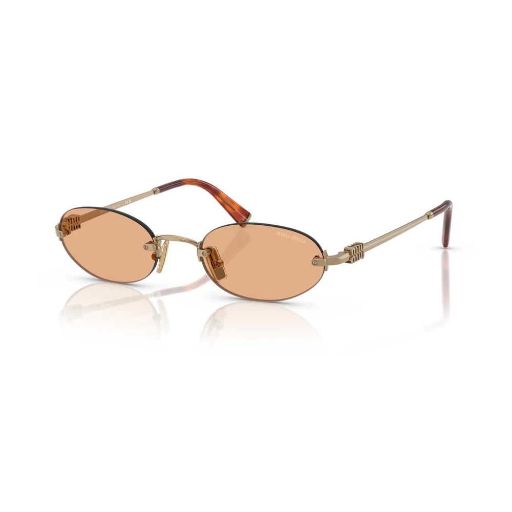 Miu Miu Orange Woman Mu A54s 7Oe90x Sunglasses Metal Brown Round Normal - Image 2