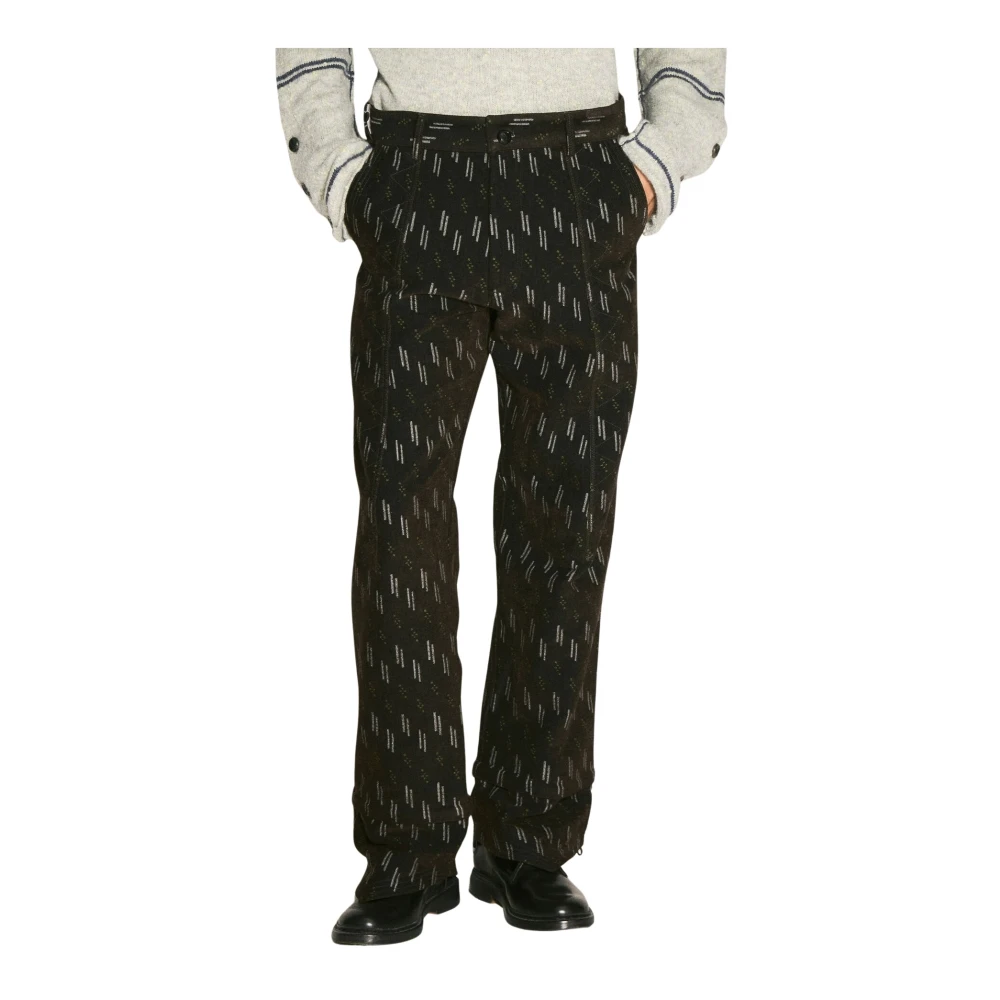 Kiko Kostadinov Jacquard Twill Broek met All-Over Motief Brown Heren