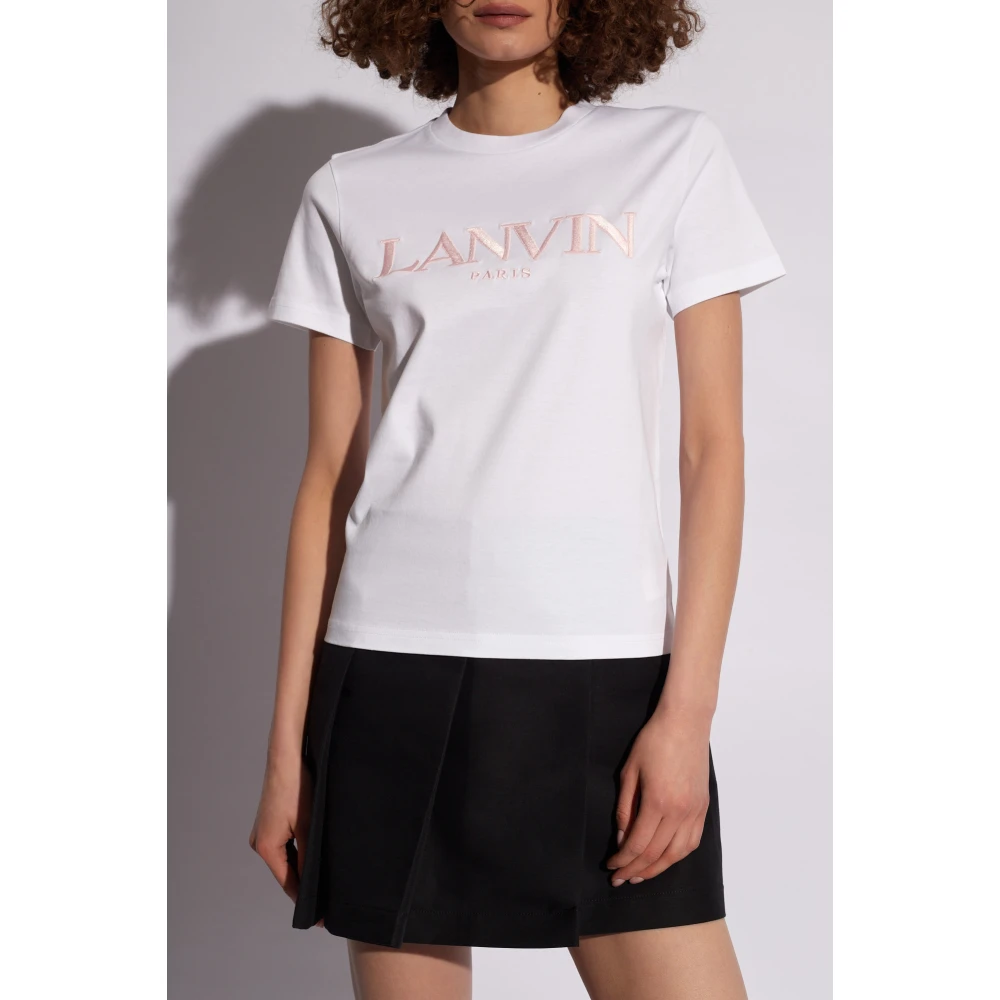 Lanvin T-shirt met logo White Dames