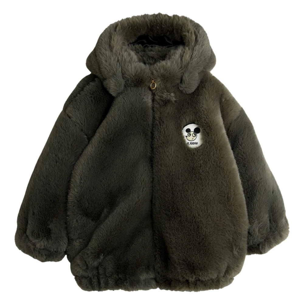 Mini Rodini Women's Gray Ritzratz Patch Faux Fur Jacket