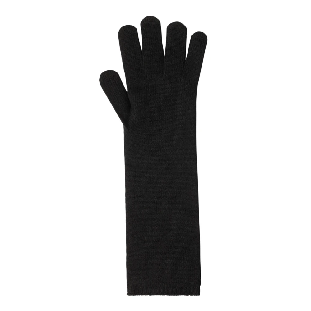 Max Mara Zwarte Kasjmier Gebreide Korte Handschoenen Black Dames