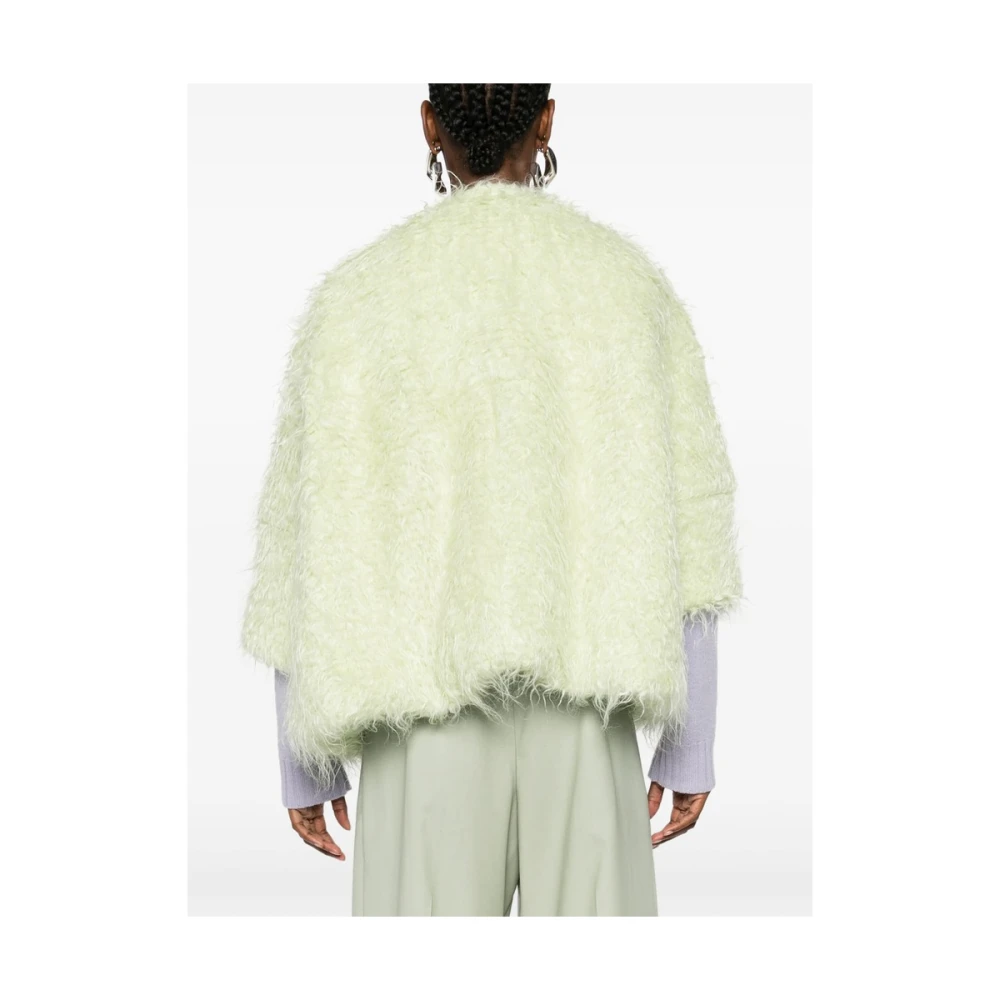 Dries Van Noten Groene Wol-Mohair Faux-Fur Coconjas Green Dames