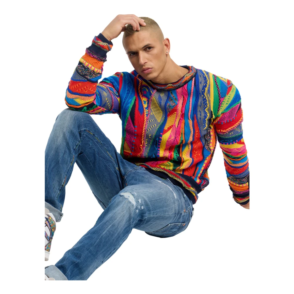 carlo colucci Kleurrijke Geometrische Gebreide Trui Multicolor Heren