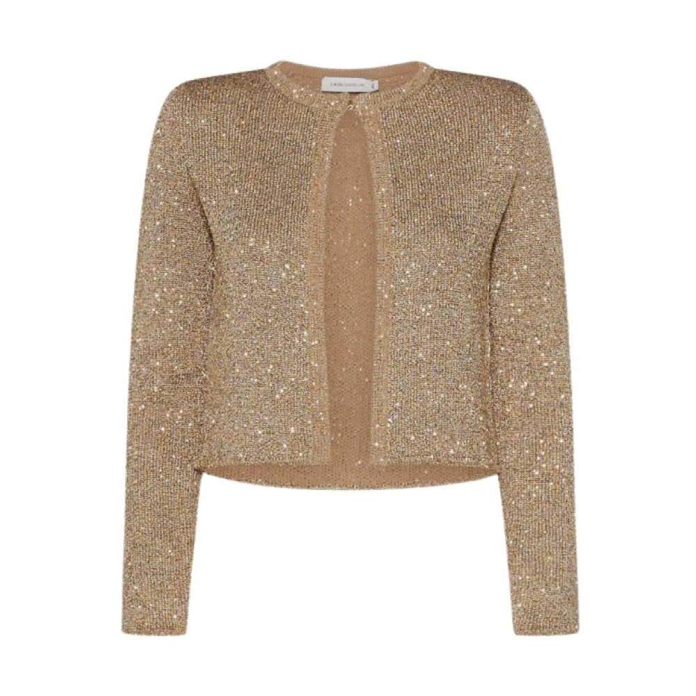 Simona Corsellini Pailletten Tricot Jas Yellow Dames