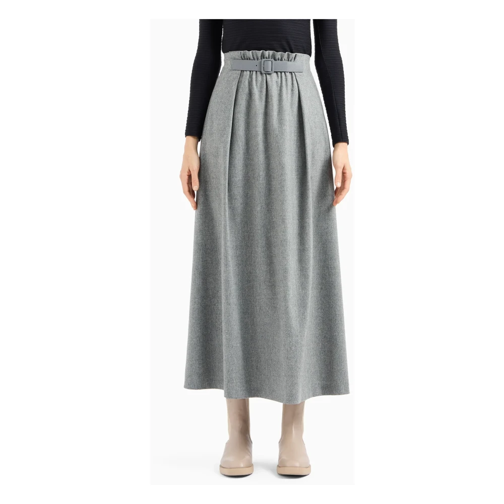 Emporio Armani Grijze wollen A-lijn rok Gray Dames