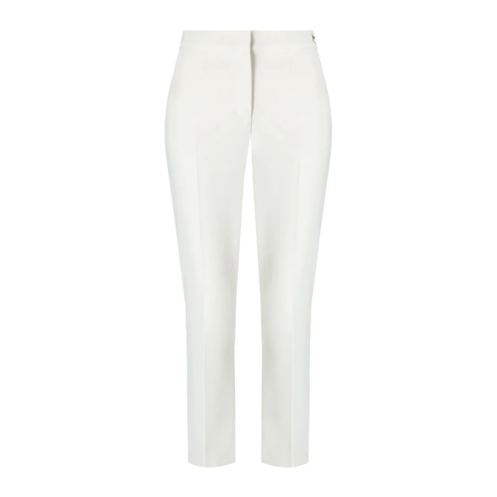 Elisabetta Franchi Ivoor Crêpe Broek met Gouden Details Beige Dames