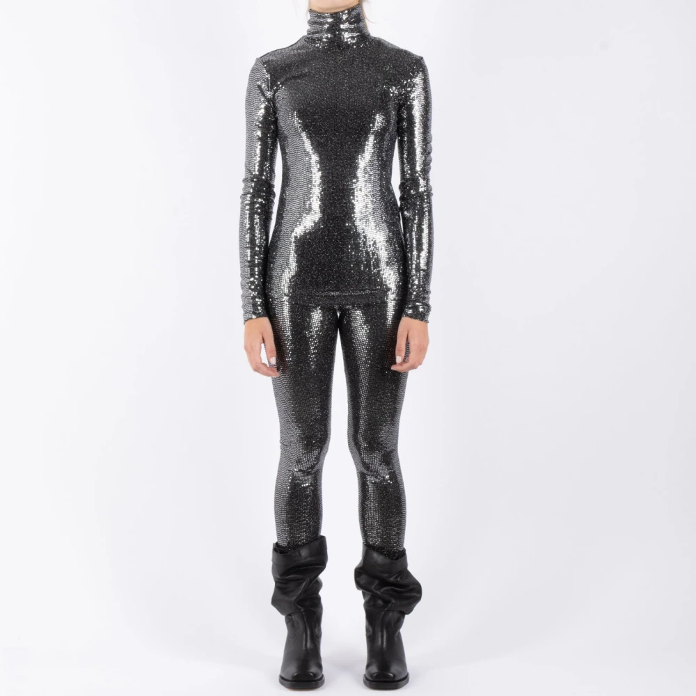 Isabel marant Zwarte Nylon Metalen Elastaan Top Black Dames