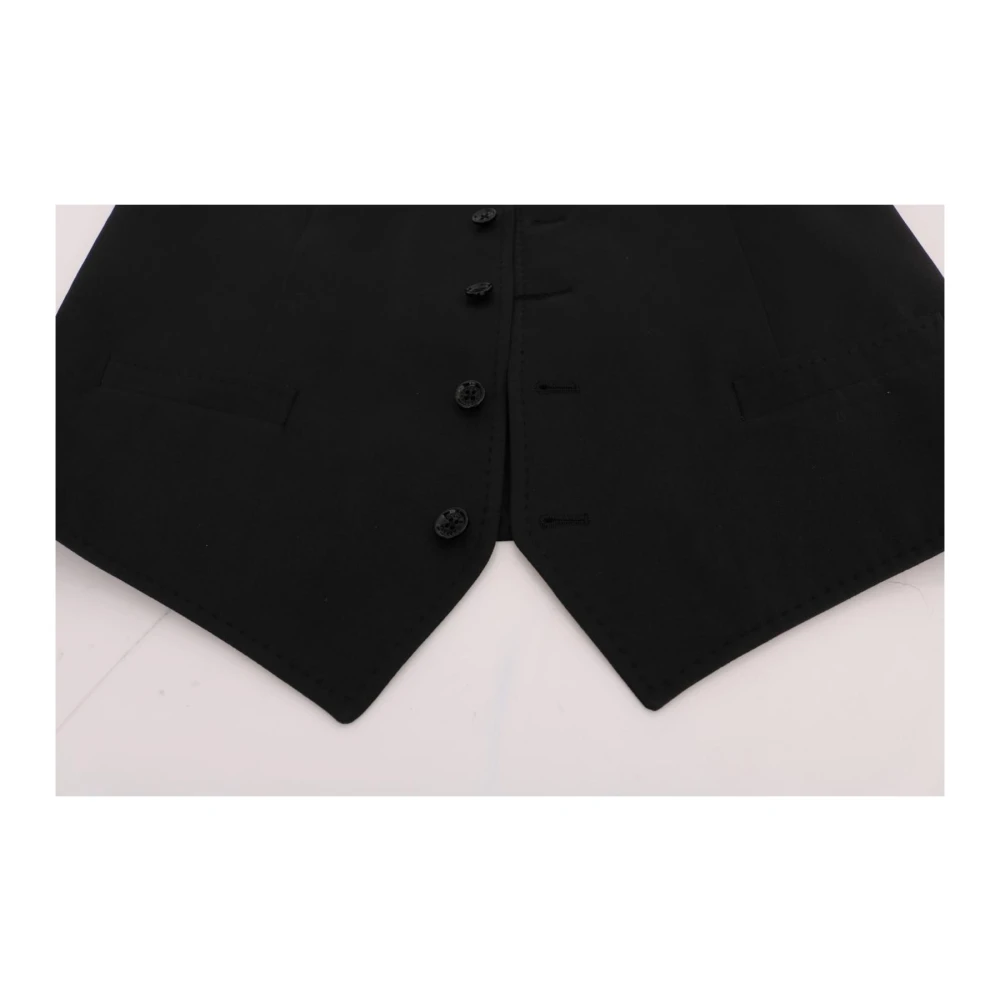 Dolce & Gabbana Zwarte Katoenen Vest Gilet Black Heren