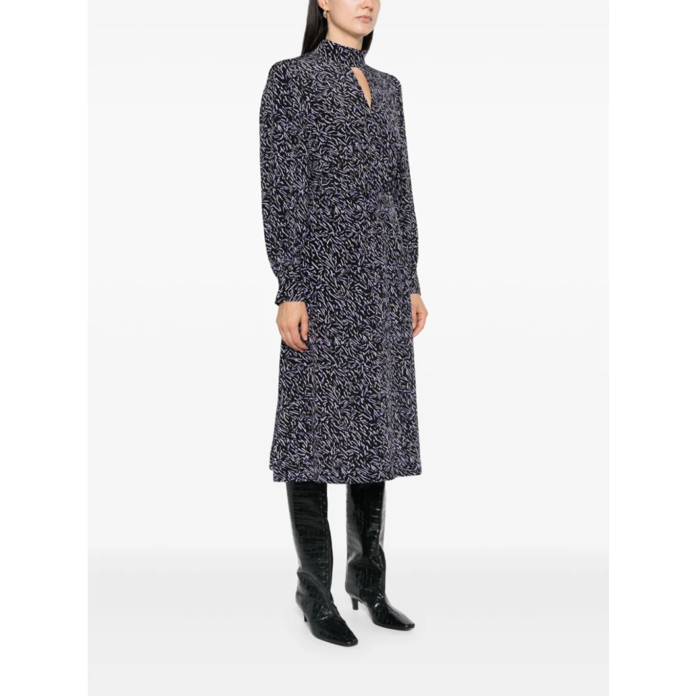 Karl Lagerfeld Jurk ML Zijde Zwart Print Zebra Malva Black Dames