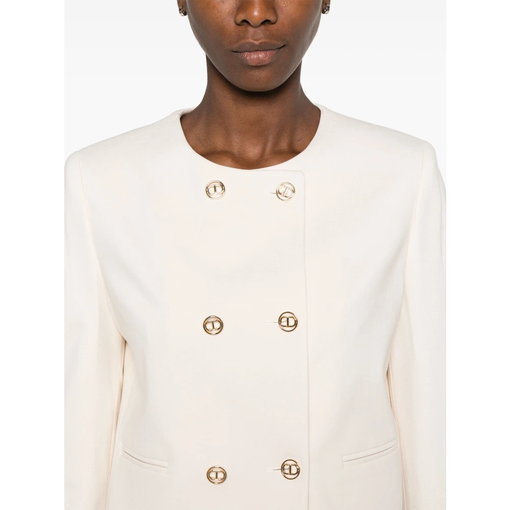 Twinset Double-breasted jas met ovale knopen White Dames