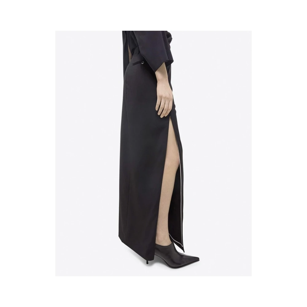 Helmut Lang Maxi Wol Rok met Ritszakken Black Dames