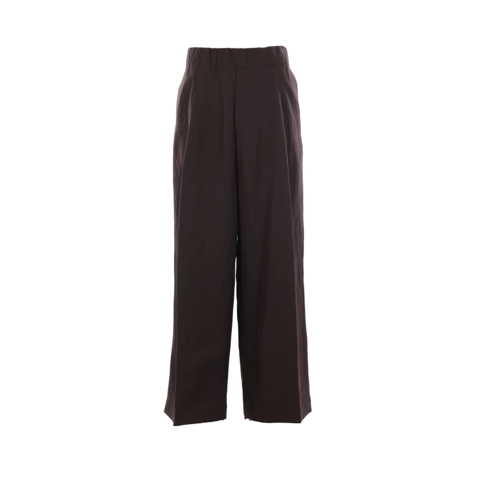 Dries Van Noten Wijde Pijp Linnen en Wol Broek Brown Heren