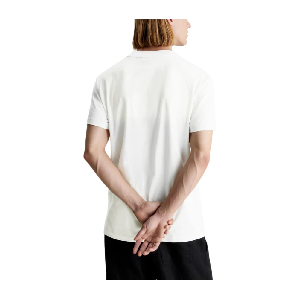 Calvin Klein Logo Herhaal Tee Urban Stijl Beige Heren