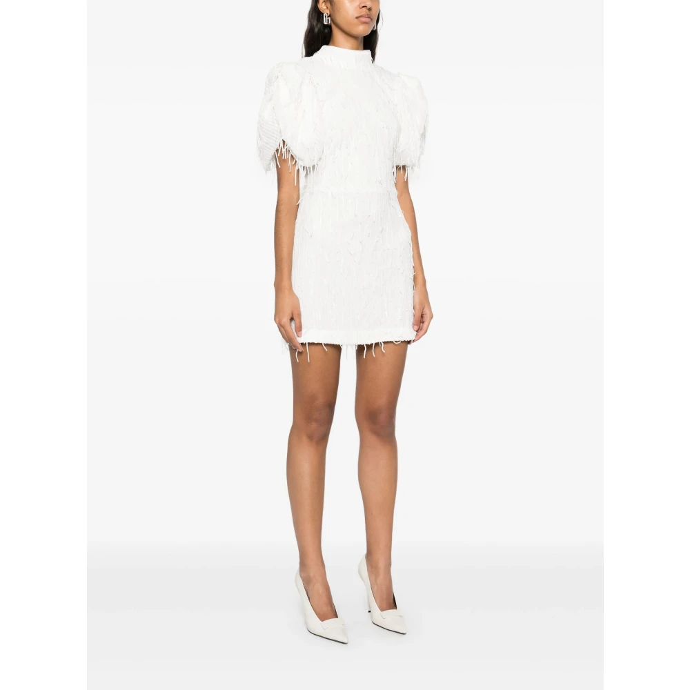 Rotate Birger Christensen Witte Pofmouw Jurk met Open Rug White Dames