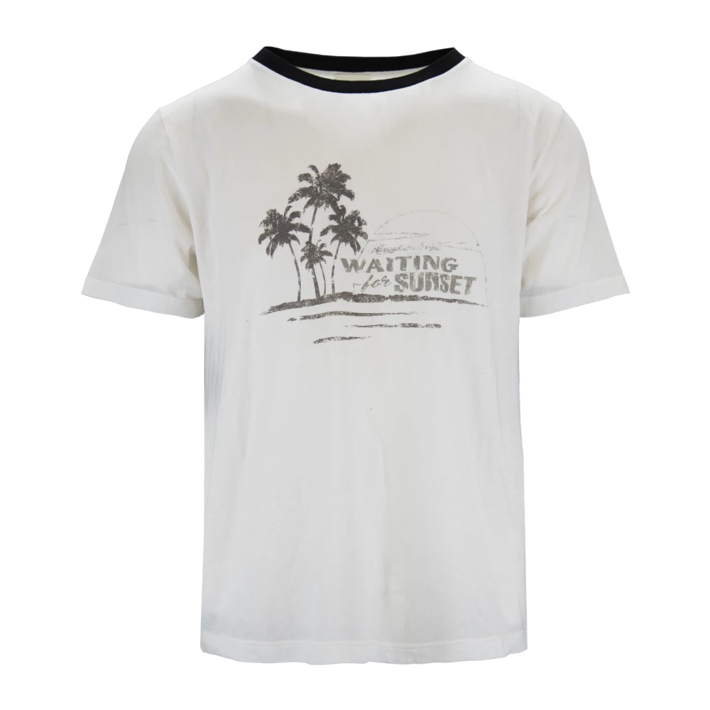 Saint Laurent T-shirt van katoen met grafische print White Heren