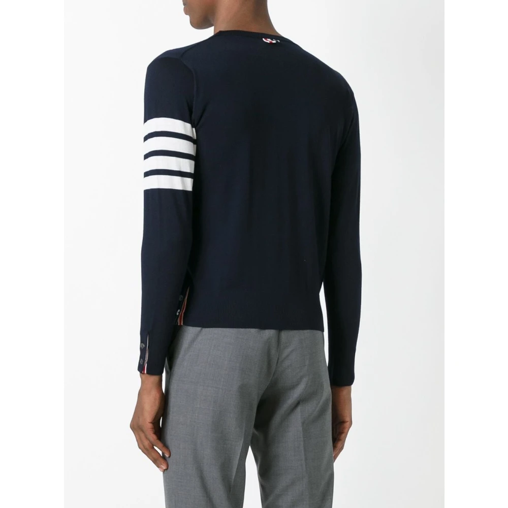 Thom Browne Blauwe Klassieke Crewneck Trui Blue Heren