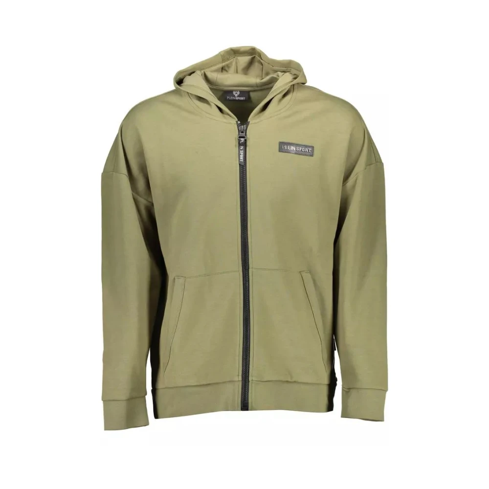 Plein Sport Groene Zip-Up Hoodie met Contrasterende Accenten Green Heren