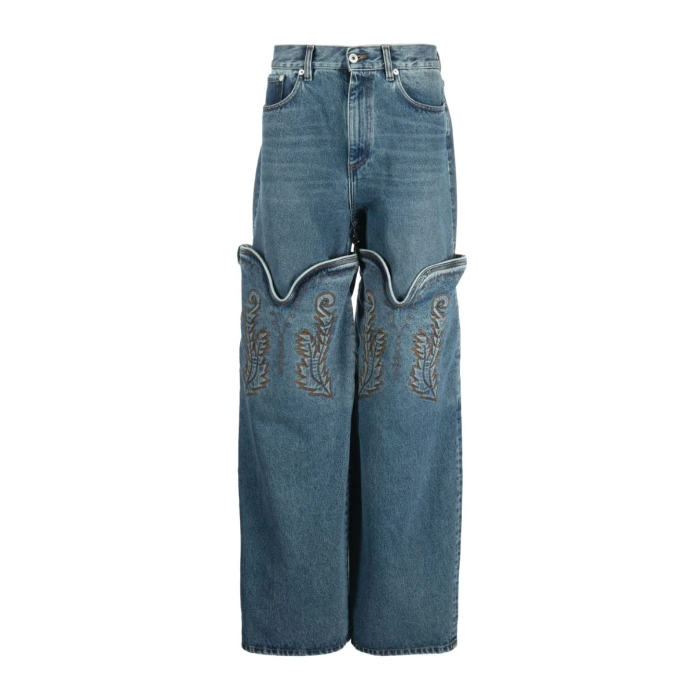 Y Project Cowboy High Cuff Denim Jeans Blue Dames