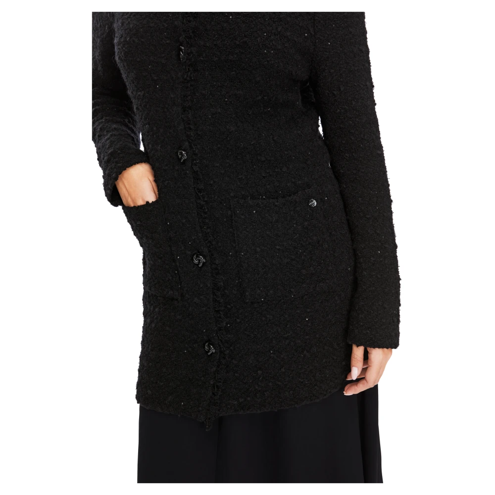 Marc Cain Bouclé Gebreide Vest Black Dames