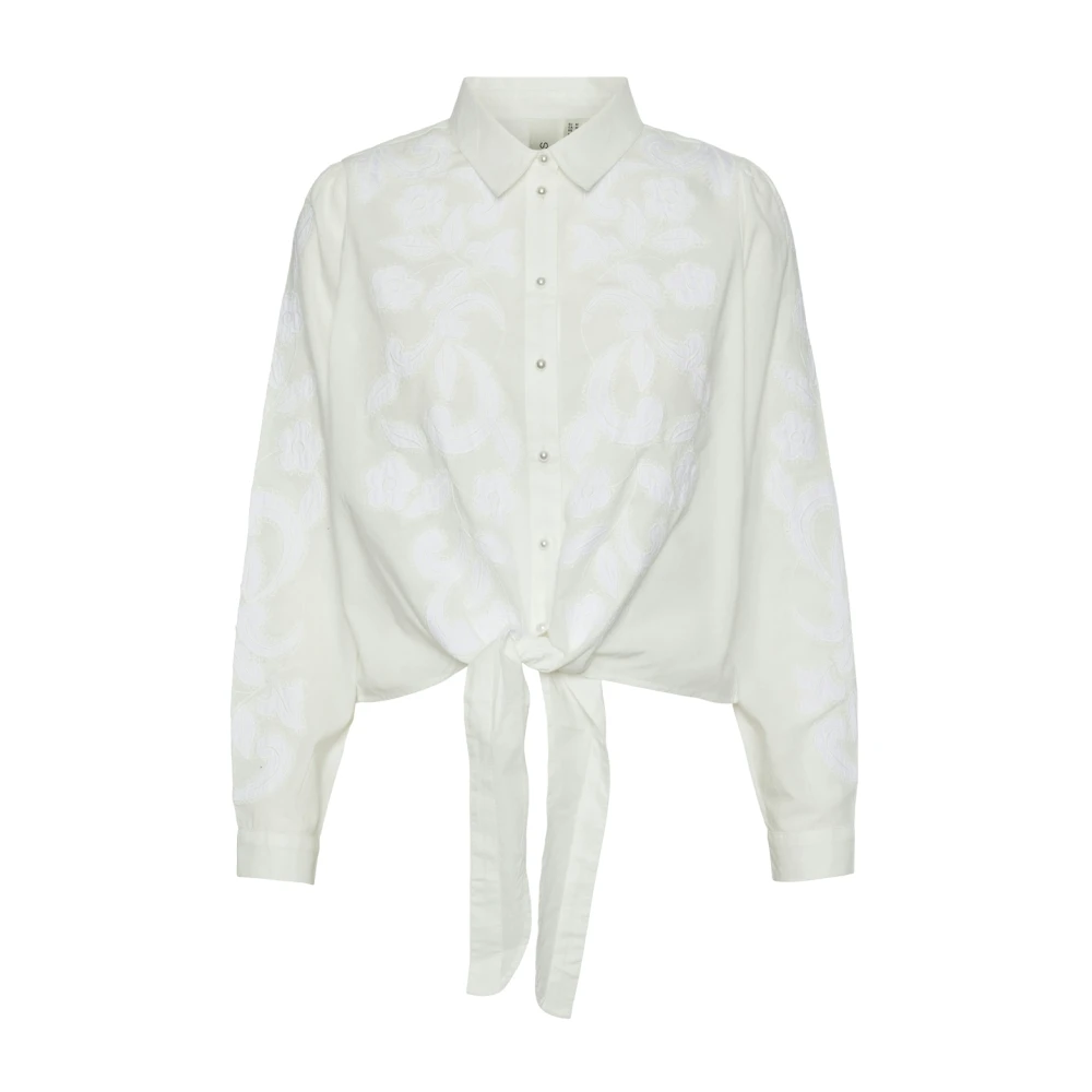 Y.A.S Witte Stropdas Shirt met Borduurwerk White Dames