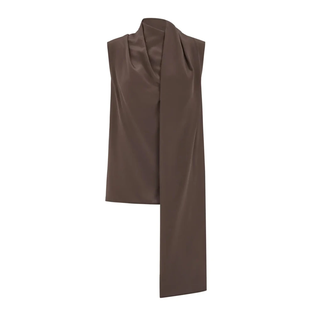 P.a.r.o.s.h. Zijden bruine mouwloze blouse met sjaal Brown Dames
